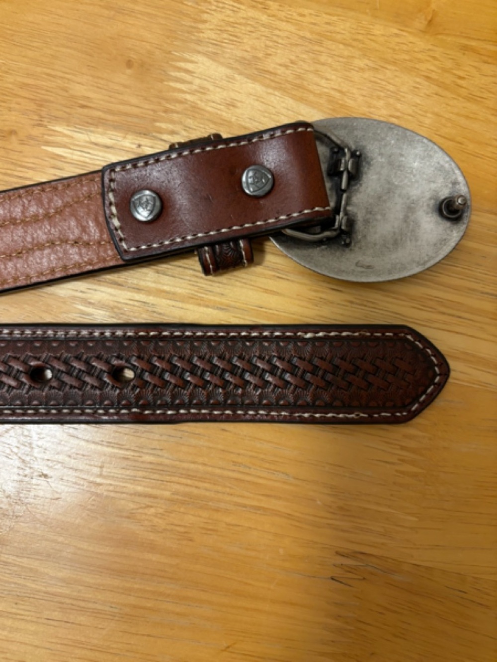 Ariat 22 Rodeo Brown Studded Kids' Genuine Leather Belt with Calf Hair-On Detail - Picture 6 of 8
